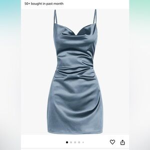 ZAFUL Women's Satin Spaghetti Strap Mini Dress Cowl Neck Dress size Large L